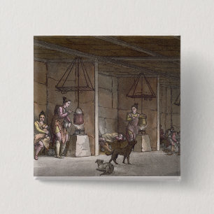 Smokehouse in Greenland (colour engraving) 15 Cm Square Badge