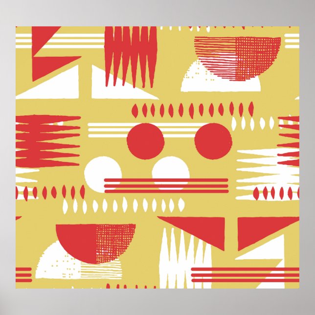 Smokeless Geometric: Yellow-Red Vintage. Poster (Front)