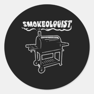 Smokeologist Funny Bbq Rbecue Grill Pitdad Men Classic Round Sticker