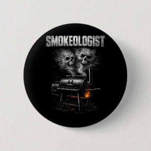 Smokeologist Funny Bbq Smoker Pitmaster Grill 6 Cm Round Badge