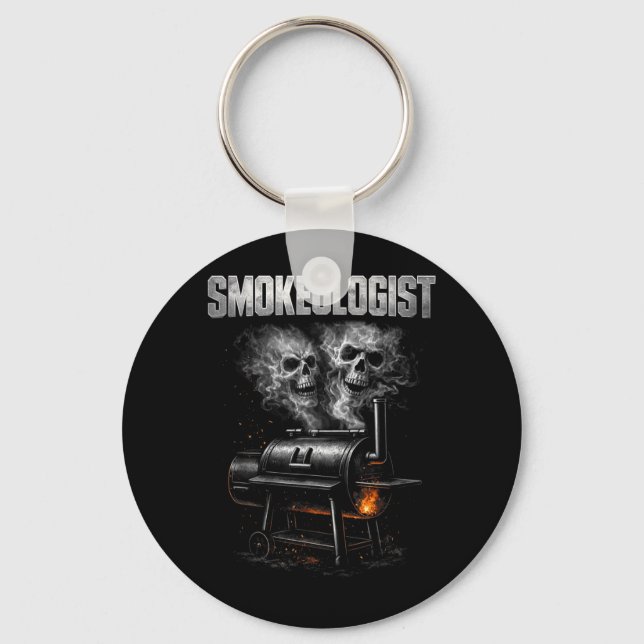 Smokeologist Funny Bbq Smoker Pitmaster Grill Key Ring (Front)