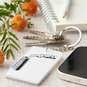 Smokestack Pollution Sketch Monochrome Key Ring