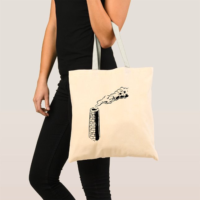 Smokestack Pollution Sketch Monochrome Tote Bag (Creator Uploaded)