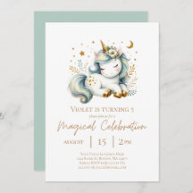 Smokey Blue Dreamy Cute Unicorn Birthday