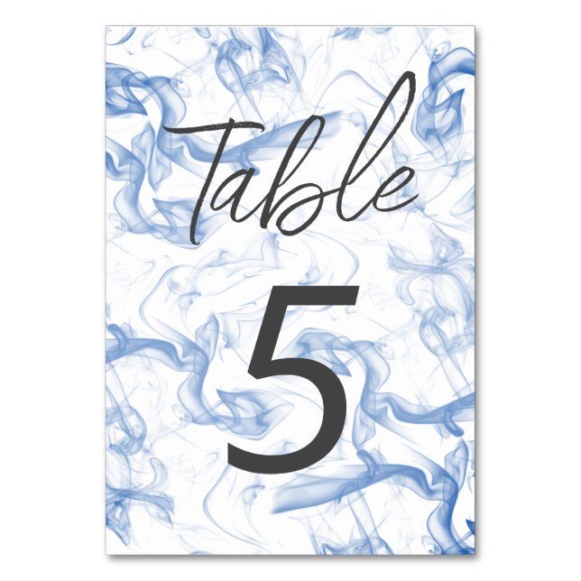 Smokey Blue Mist Background Table Number (Front)