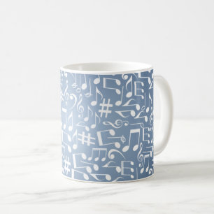 Smokey Blue Shades Dark to Light Music Notes Coffee Mug