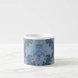 Smokey Blue Slate Soft Powder Blue Elegant Damask Espresso Cup