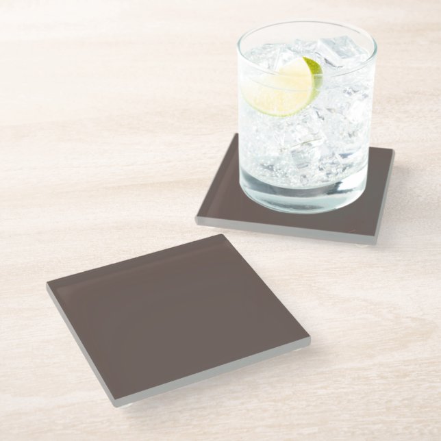 Smokey Coffee Quartz Neutral Brown Solid Colour Glass Coaster (Angled)