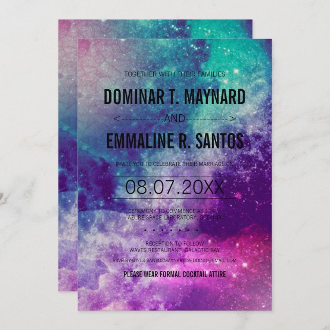 Smokey Galaxy Wedding Invites (Front/Back)