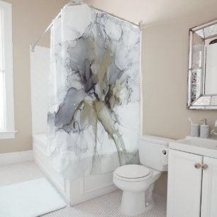Smokey Gray, Black and Gold Shower Curtain