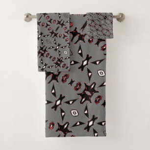 Smokey Grey Native Line Art Towel Set 