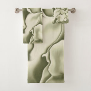 Smokey Olive Green and Tan Pattern Bath Towel Set