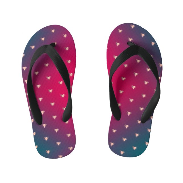 Smokey Purple wFancy Hearts Kid's Thongs (Footbed)