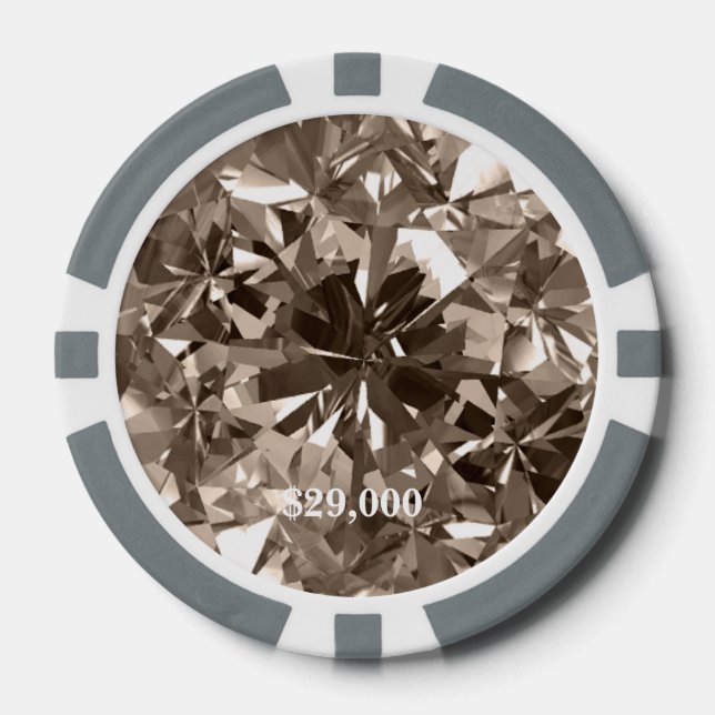 Smokey Quartz Gem Stone Poker Chip Stripe Edge (Front)