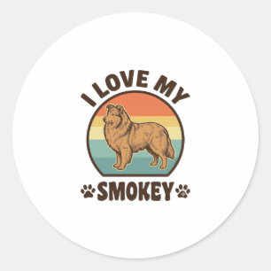 Smokey Sheltie Dog Vintage Sunset Shirt Design_1 Classic Round Sticker