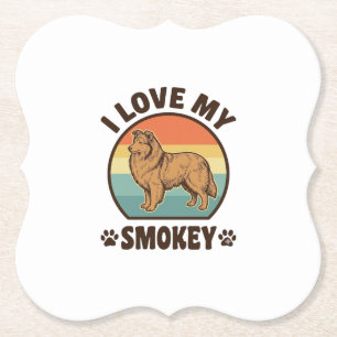 Smokey Sheltie Dog Vintage Sunset Shirt Design_1 Paper Coaster