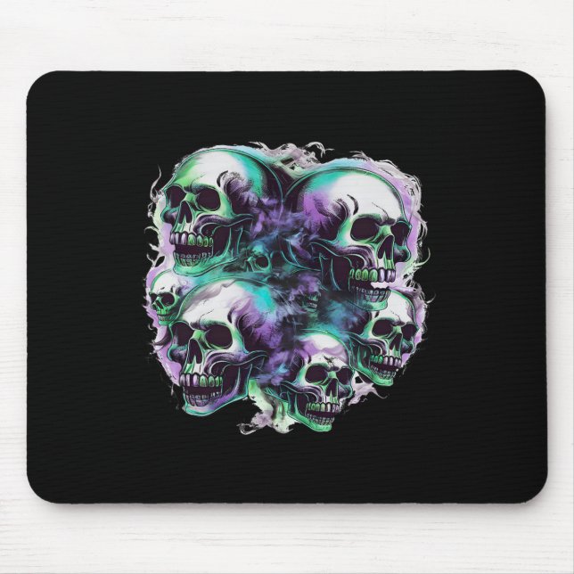 Smokey Skulls Ghost Flying Halloween Fall Fun Tee  Mouse Pad (Front)