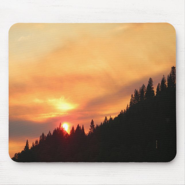 Smokey Sunset over the mountains... Mouse Pad (Front)