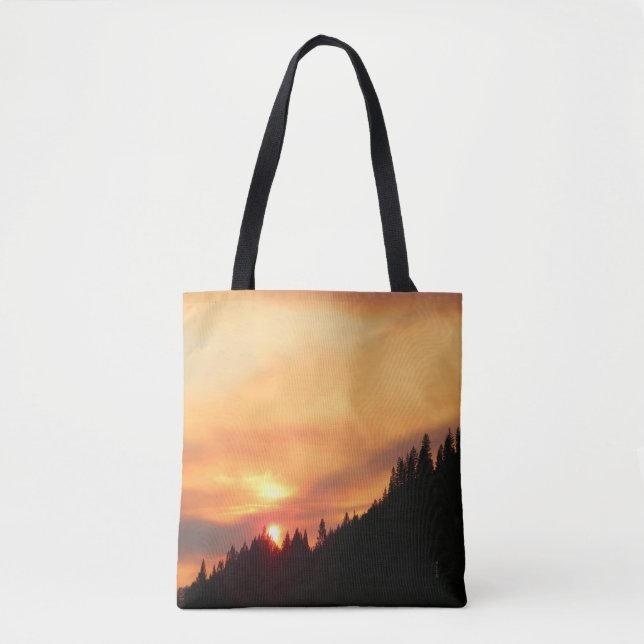 Smokey Sunset over the mountains... Tote Bag (Front)