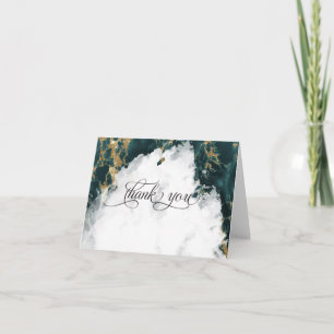 Smokey Teal Watercolor Geode BarefootBride™ Thank You Card