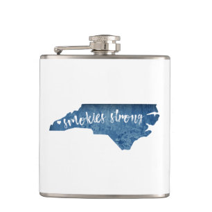 Smokies Strong North Carolina Wood Grain Hip Flask