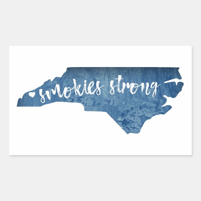 Smokies Strong North Carolina Wood Grain Rectangular Sticker (Front)