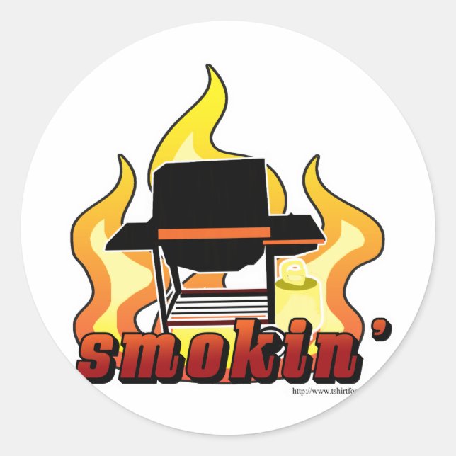 Smokin BBQ lover Classic Round Sticker (Front)