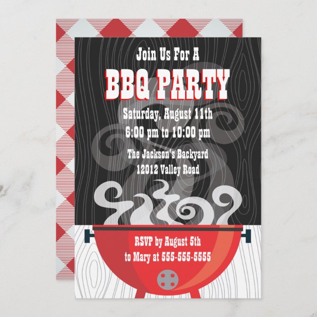 Smokin BBQ Party Invitation (Front/Back)