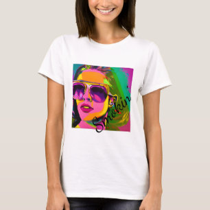 Smokin' Colourful Digital Art Pretty Lady T-Shirt