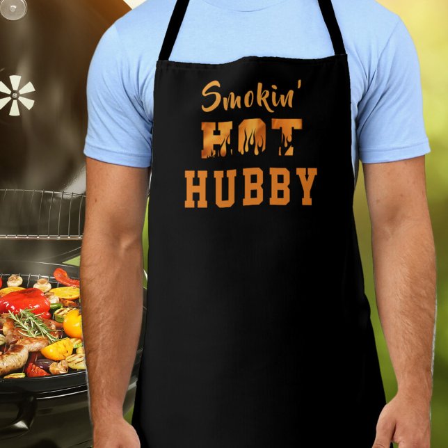 SMOKIN' HOT HUBBY BBQ Barbeque Flames Apron (Creator Uploaded)
