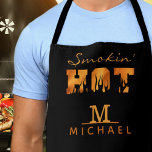 SMOKIN HOT Monogram Name BBQ Smoker Apron<br><div class="desc">Personalised BBQ grill or smoker apron for the SMOKIN' HOT man you know. Fire and flames typography design with monogram and name against an editable black background. Contact the designer via Zazzle Chat or makeitaboutyoustore@gmail.com if you'd like this design modified,  on another product or would like coordinating items.</div>