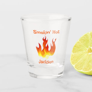 Smokin Hot Orange and Red Flame Personalised Shot Glass