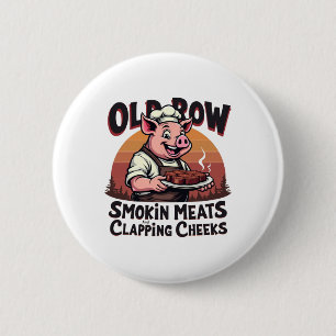 Smokin Meats And Clapping Cheeks Funny Bbq  6 Cm Round Badge