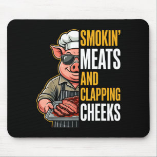 Smokin meats and clapping cheeks funny pig bbq men mouse pad