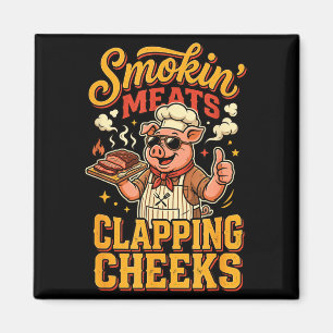 Smokin meats clapping cheeks bbq pig pitmaster  magnet