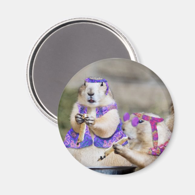 Smokin' Prairie Dog Hippies Magnet (Front/Back)