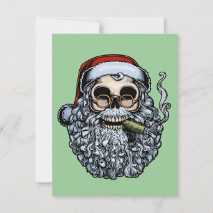 Smokin' Santa Skull Holiday Card