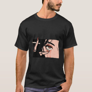 Smoking Anime Girl Eyes Kawaii Japan Art Aesthetic T-Shirt