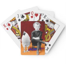 Smoking Boy With Chicken Playing Cards