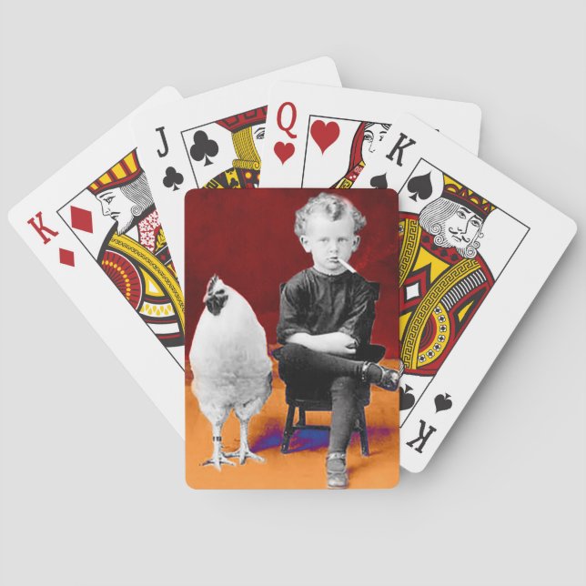 Smoking Boy With Chicken Playing Cards (Back)