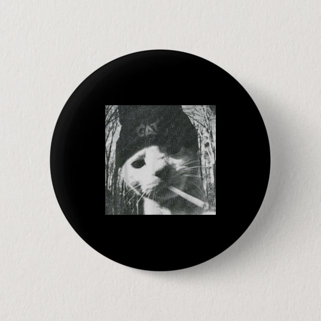 Smoking Cat Beanie Meme Grunge Aesthetic Funny T-s 6 Cm Round Badge (Front)