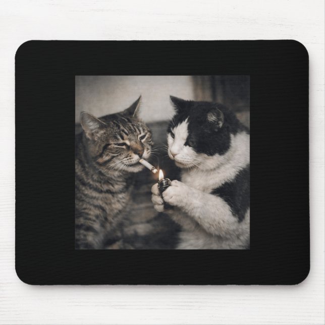 Smoking Cat Cigarette Kitten Funny Meme Stupid Mouse Pad (Front)