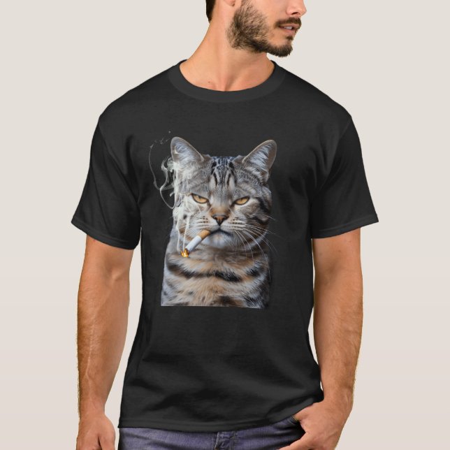 Smoking Cat Cigarette Kitty Meme Generation Z Anim T-Shirt (Front)