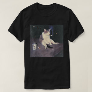 Smoking Cat Meme   Sad Vibes Funny Design T-Shirt