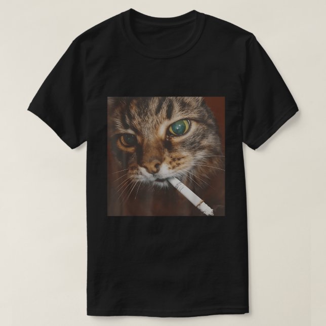 Smoking Cat Meme T-Shirt (Design Front)