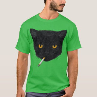 Smoking Cat Vintage Black Cat Retro 90s T-Shirt