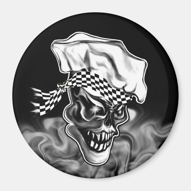 Smoking Chef Skull 5 Magnet (Front)