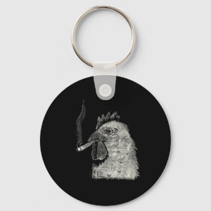 Smoking Chicken With Cigarette Cool Sketch _1  Key Ring