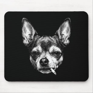 Smoking chihuahua vintage grunge dog face cool mouse pad