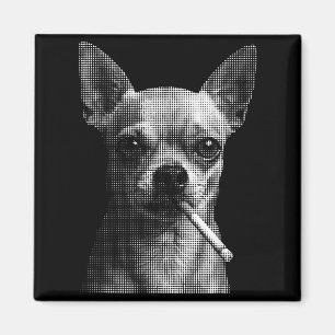 Smoking cigarette funny chihuahua dog lover meme magnet